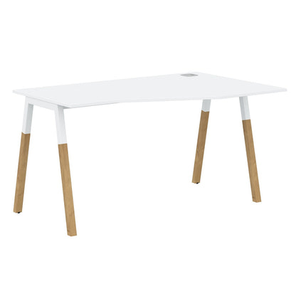 EXECUTIVE MODERN DESIGN L SHAPE DESK, MADE IN E1 LAMINATE CHIPBOPARD, WITH SLANTED SHAPE METAL/WOODEN LEGS