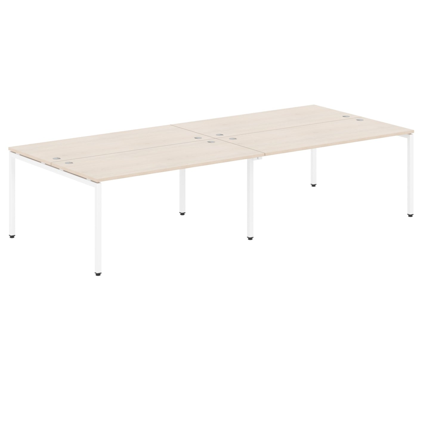 RECTANGULAR SHAPE CLUSTER OF 04 WORKSTATION MADE IN 25MM MFC TOP, E1 LAMINATE CHIPBOARD WITH WOODEN MODESTY PANEL 40X40MM METAL U SHAPE FRAMES