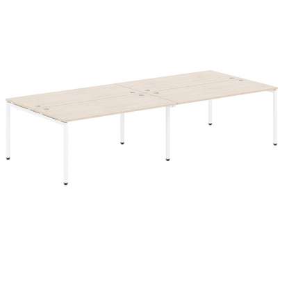 RECTANGULAR SHAPE CLUSTER OF 04 WORKSTATION MADE IN 25MM MFC TOP, E1 LAMINATE CHIPBOARD WITH WOODEN MODESTY PANEL 40X40MM METAL U SHAPE FRAMES