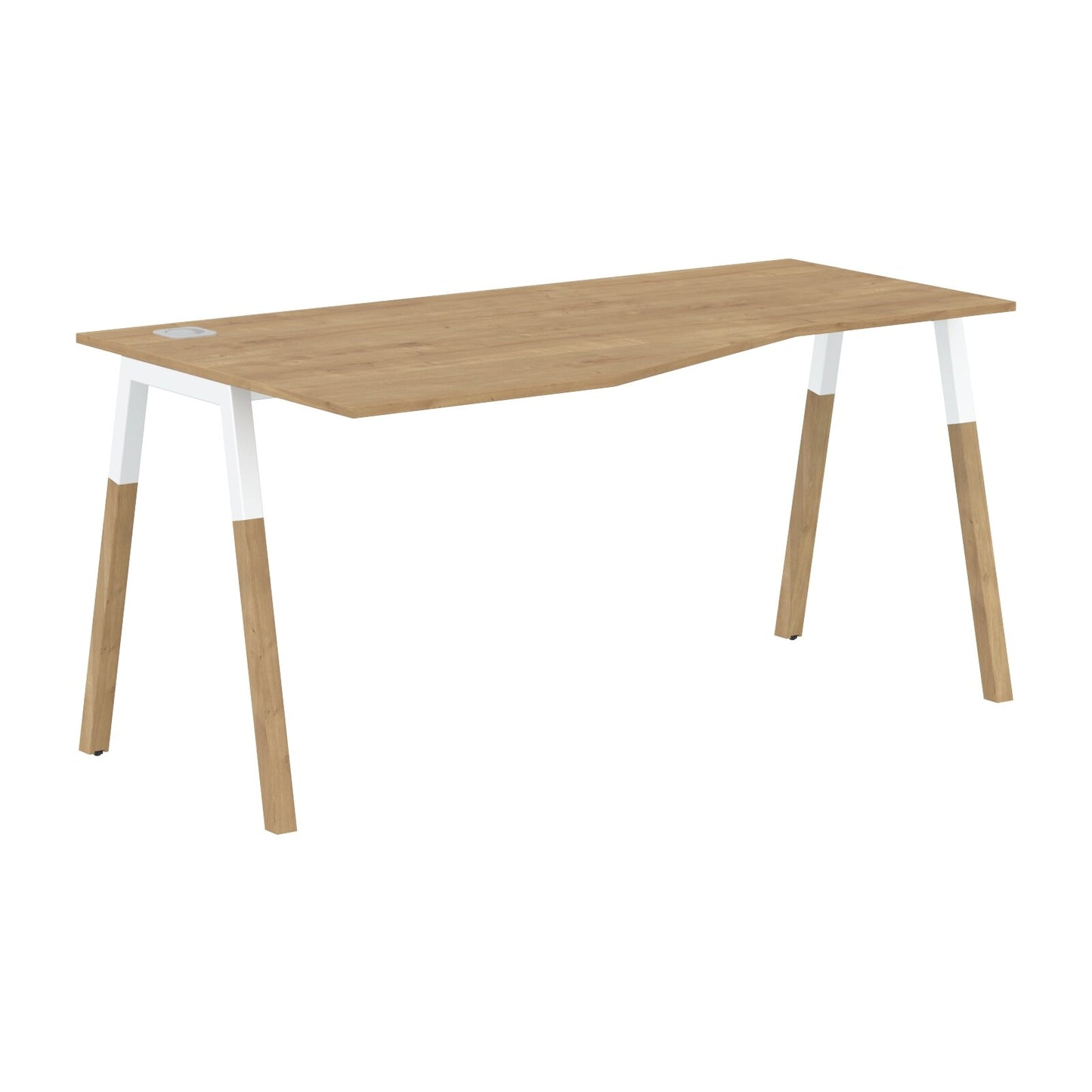 EXECUTIVE MODERN DESIGN L SHAPE DESK, MADE IN E1 LAMINATE CHIPBOPARD, WITH SLANTED SHAPE METAL/WOODEN LEGS