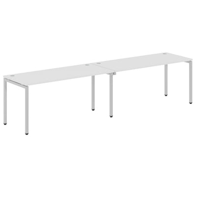 RECTANGULAR SHAPE CLUSTER OF 02 WORKSTATION MADE IN 25MM MFC TOP, E1 LAMINATE CHIPBOARD WITH WOODEN MODESTY PANEL 40X40MM METAL U SHAPE FRAMES