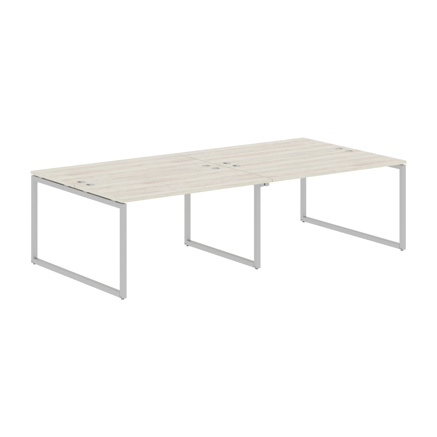 RECTANGULAR SHAPE CLUSTER OF 04 WORKSTATION MADE IN 25MM MFC TOP, E1 LAMINATE CHIPBOARD WITH WOODEN MODESTY PANEL 40X40MM METAL O SHAPE FRAMES