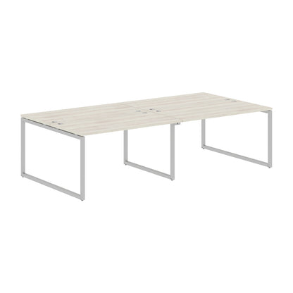 RECTANGULAR SHAPE CLUSTER OF 04 WORKSTATION MADE IN 25MM MFC TOP, E1 LAMINATE CHIPBOARD WITH WOODEN MODESTY PANEL 40X40MM METAL O SHAPE FRAMES