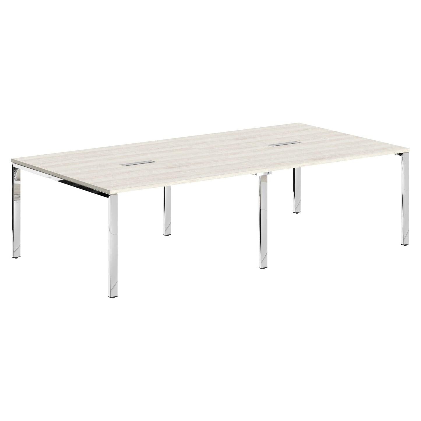 RECTANGULAR SHAPE CLUSTER OF 04 WORKSTATION, MADE IN E1 LAMINATE CHIPBOPARD, WITH WOODEN MODESTY PANEL AND LEGS