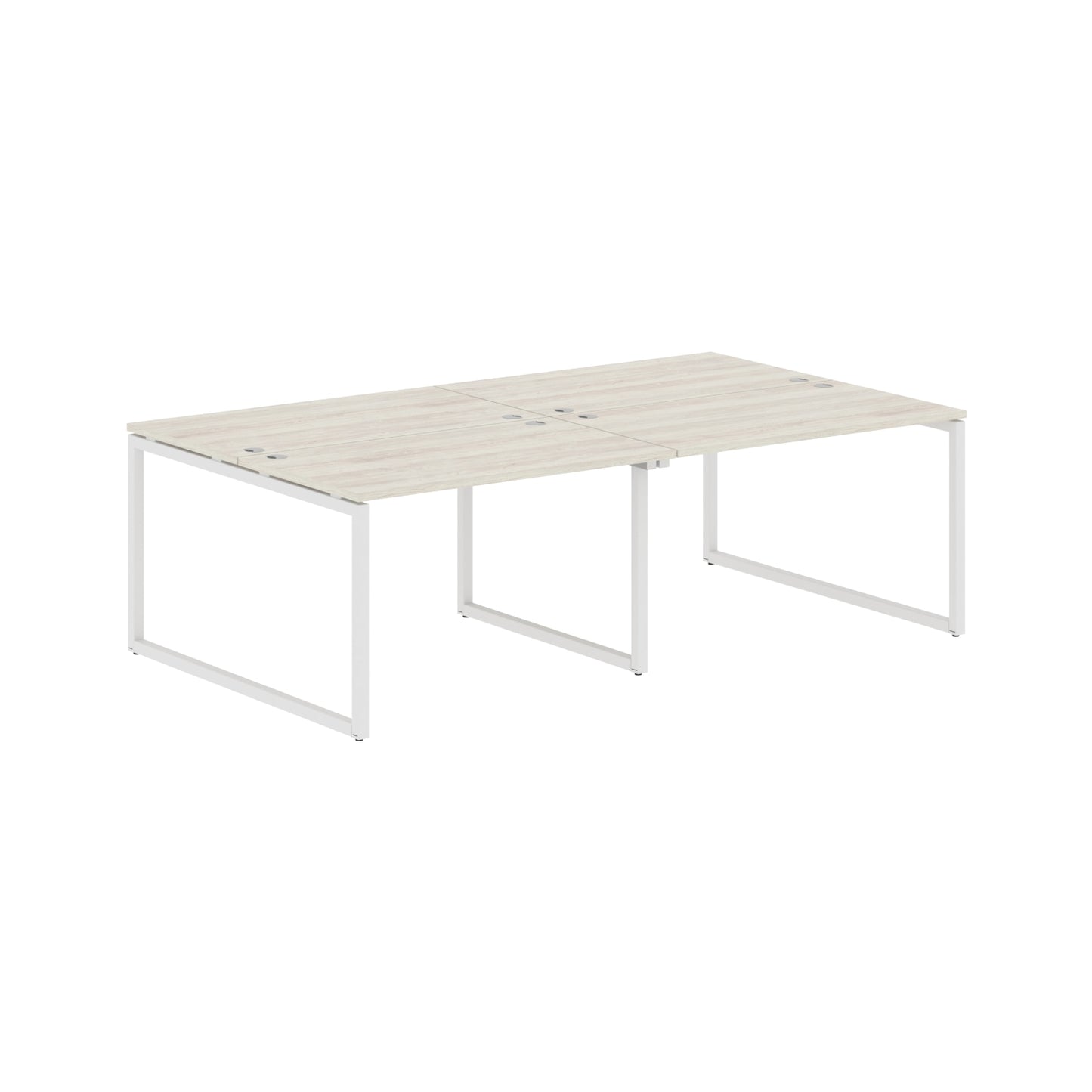 RECTANGULAR SHAPE CLUSTER OF 04 WORKSTATION MADE IN 25MM MFC TOP, E1 LAMINATE CHIPBOARD WITH WOODEN MODESTY PANEL 40X40MM METAL O SHAPE FRAMES