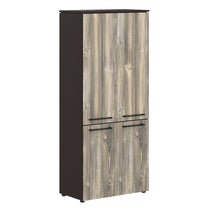 EXECUTIVE FULL HEIGHT CABINET, MADE IN E1 LAMINATE CHIPBOARD, WITH UPPER AND LOWER WOODEN SWING DOORS