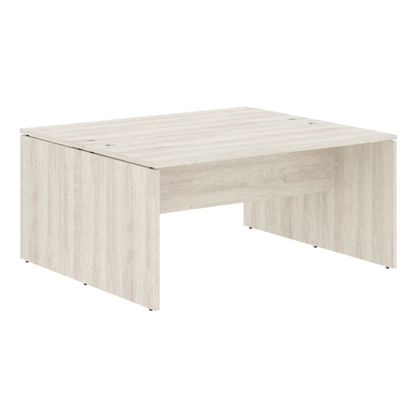 RECTANGULAR SHAPE CLUSTER OF 02 WORKSTATION, MADE IN E1 LAMINATE CHIPBOPARD, WITH WOODEN MODESTY PANEL AND LEGS