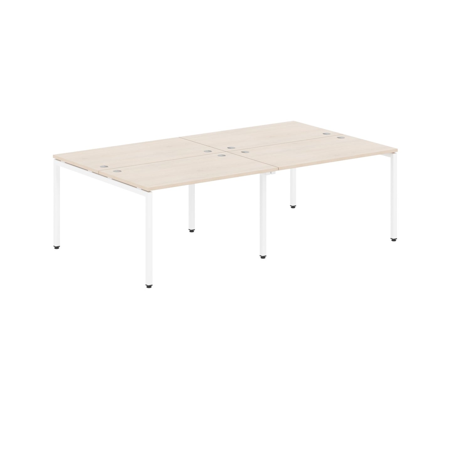 RECTANGULAR SHAPE CLUSTER OF 04 WORKSTATION MADE IN 25MM MFC TOP, E1 LAMINATE CHIPBOARD WITH WOODEN MODESTY PANEL 40X40MM METAL U SHAPE FRAMES
