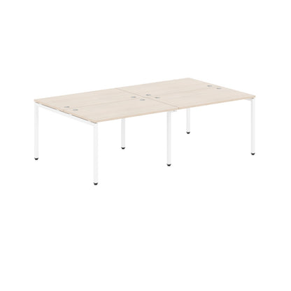 RECTANGULAR SHAPE CLUSTER OF 04 WORKSTATION MADE IN 25MM MFC TOP, E1 LAMINATE CHIPBOARD WITH WOODEN MODESTY PANEL 40X40MM METAL U SHAPE FRAMES