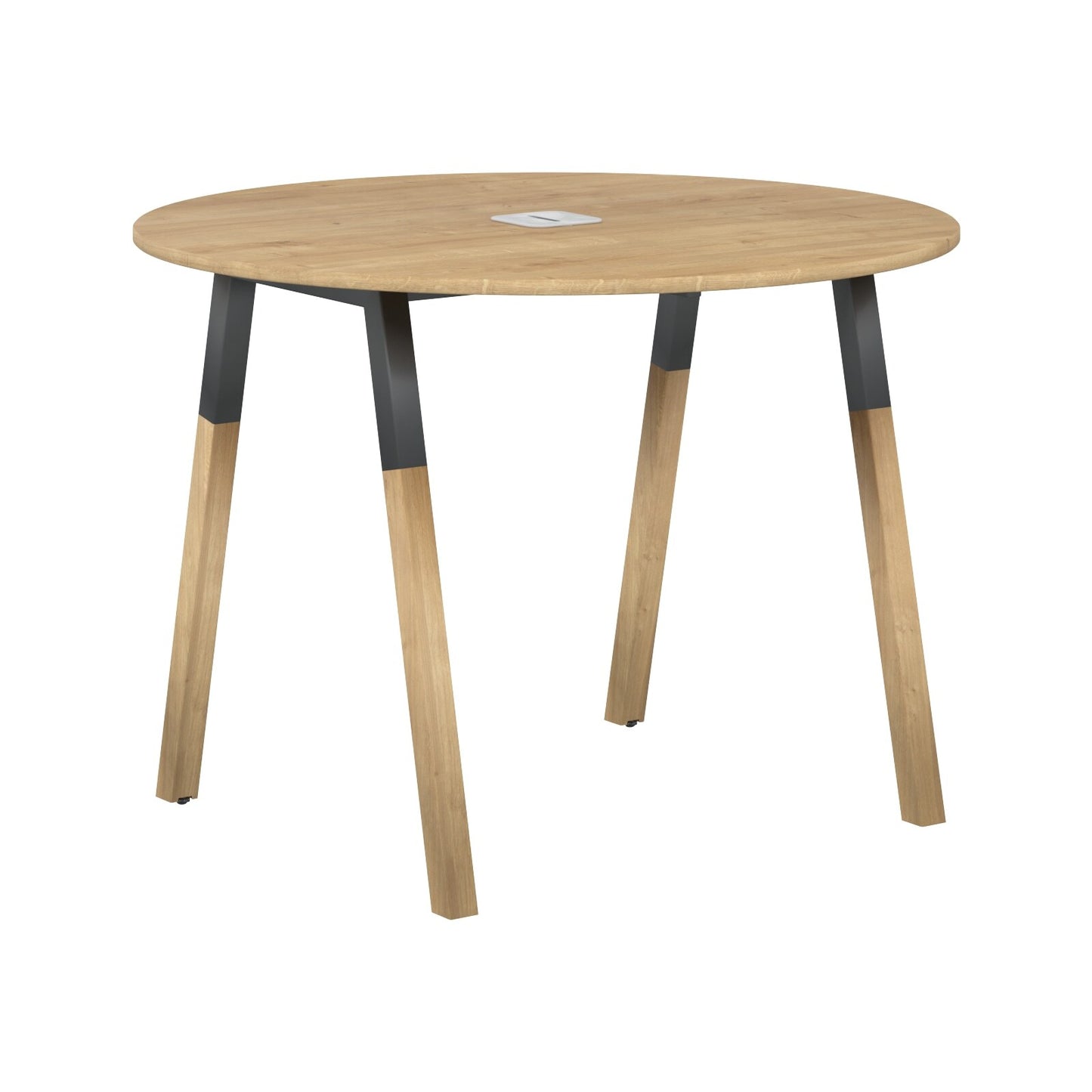 EXECUTIVE MODERN DESIGN ROUNDED SHAPE MEETING DESK, MADE IN E1 LAMINATE CHIPBOPARD, WITH SLANTED SHAPE METAL/WOODEN LEGS