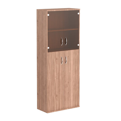 FULL HEIGHT CABINET, MADE IN E1 LAMINATE CHIPBOARD, WITH UPPER GLASS AND WOODEN SWING DOORS