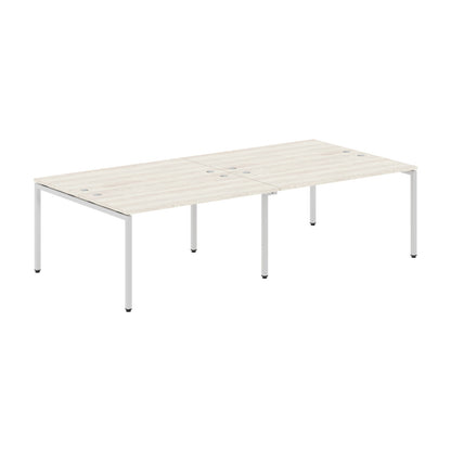 RECTANGULAR SHAPE CLUSTER OF 04 WORKSTATION MADE IN 25MM MFC TOP, E1 LAMINATE CHIPBOARD WITH WOODEN MODESTY PANEL 40X40MM METAL U SHAPE FRAMES