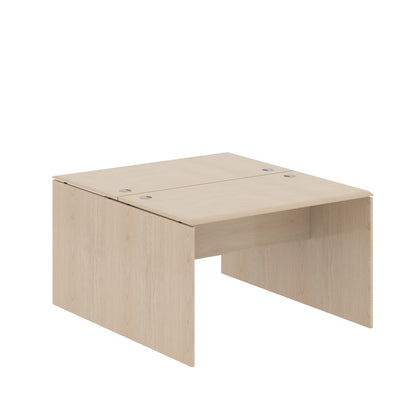RECTANGULAR SHAPE CLUSTER OF 02 WORKSTATION, MADE IN E1 LAMINATE CHIPBOPARD, WITH WOODEN MODESTY PANEL AND LEGS