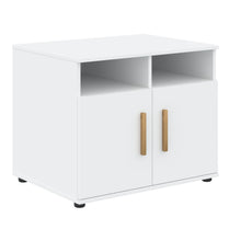 EXECUTIVE LOW HEIGHT CABINET WITH OPEN SHELVE AND SWING DOORS, MADE IN E1 LAMINATE CHIPBOARD