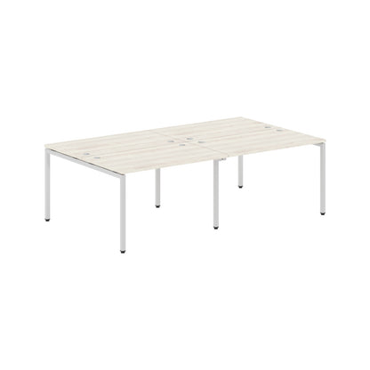 RECTANGULAR SHAPE CLUSTER OF 04 WORKSTATION MADE IN 25MM MFC TOP, E1 LAMINATE CHIPBOARD WITH WOODEN MODESTY PANEL 40X40MM METAL U SHAPE FRAMES