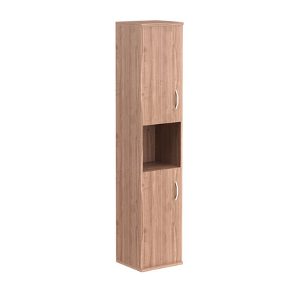 FULL HEIGHT CABINET, MADE IN E1 LAMINATE CHIPBOARD, WITH WOODEN SWING DOORS AND OPEN SHELF