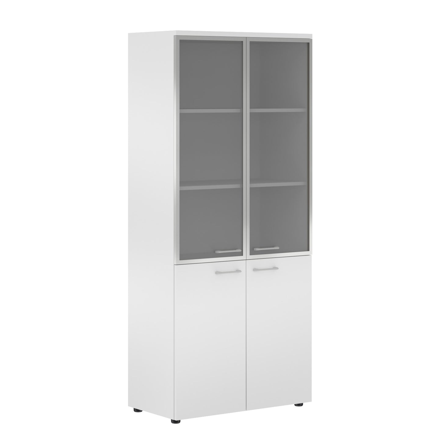 FULL HEIGHT CABINET, MADE IN E1 LAMINATE CHIPBOARD, WITH GLASS AND WOODEN SWING DOORS