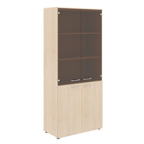 FULL HEIGHT CABINET MADE IN E1 LAMINATE CHIPBOARD WITH GLASS AND WOODEN SWING DOORS