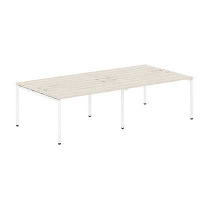 RECTANGULAR SHAPE CLUSTER OF 04 WORKSTATION MADE IN 25MM MFC TOP, E1 LAMINATE CHIPBOARD WITH WOODEN MODESTY PANEL 40X40MM METAL U SHAPE FRAMES