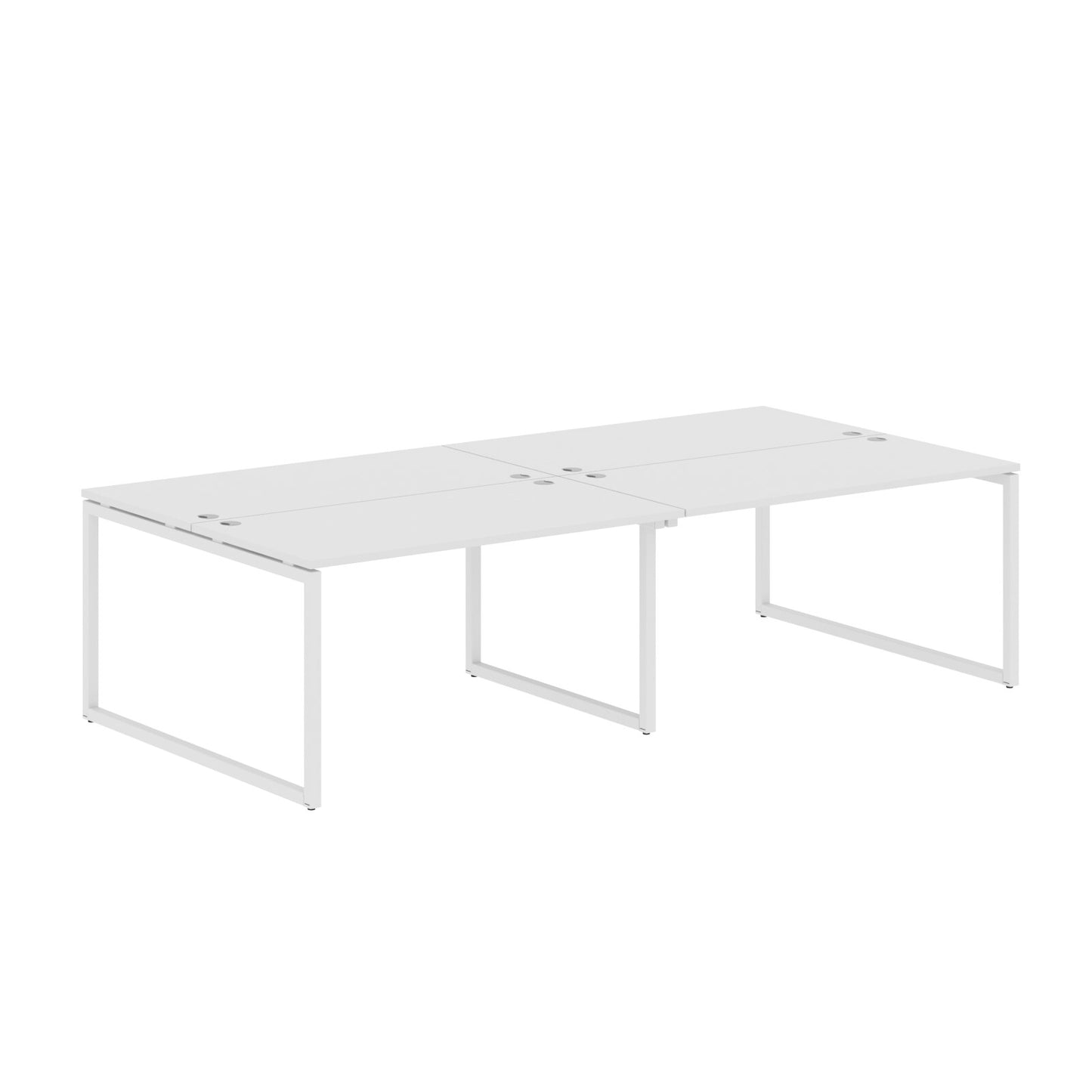 RECTANGULAR SHAPE CLUSTER OF 04 WORKSTATION MADE IN 25MM MFC TOP, E1 LAMINATE CHIPBOARD WITH WOODEN MODESTY PANEL 40X40MM METAL O SHAPE FRAMES