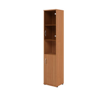 FULL HEIGHT CABINET, MADE IN E1 LAMINATE CHIPBOARD, WITH UPPER GLASS, WOODEN SWING DOORS AND OPEN SHELVES