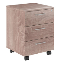 THREE DRAWER MOBILE PEDESTAL, MADE IN E1 LAMINATE CHIPBOARD