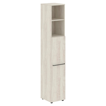 FULL HEIGHT CABINET, MADE IN E1 LAMINATE CHIPBOARD, WITH OPEN SHELVES AND WOODEN SWING DOORS