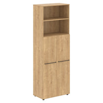 FULL HEIGHT CABINET, MADE IN E1 LAMINATE CHIPBOARD, WITH OPEN SHELVES AND WOODEN SWING DOORS