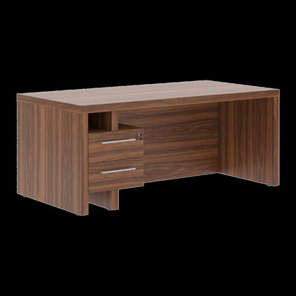 HIGH EXECUTIVE RECTANGULAR SHAPE DESK, MADE IN E1 LAMINATE CHIPBOARD, WITH FULL WOODEN MODESTY PANEL AND LEGS, INCLUDING WITH ATTACHED DRAWERS