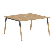 EXECUTIVE MODERN DESIGN CLUSTER OF 02 WORKSTATION, MADE IN E1 LAMINATE CHIPBOPARD, WITH SLANTED SHAPE METAL/WOODEN LEGS