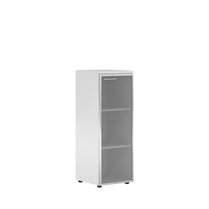 MEDIUM HEIGHT CABINET, MADE IN E1 LAMINATE CHIPBOARD, WITH GLASS SWING DOOR