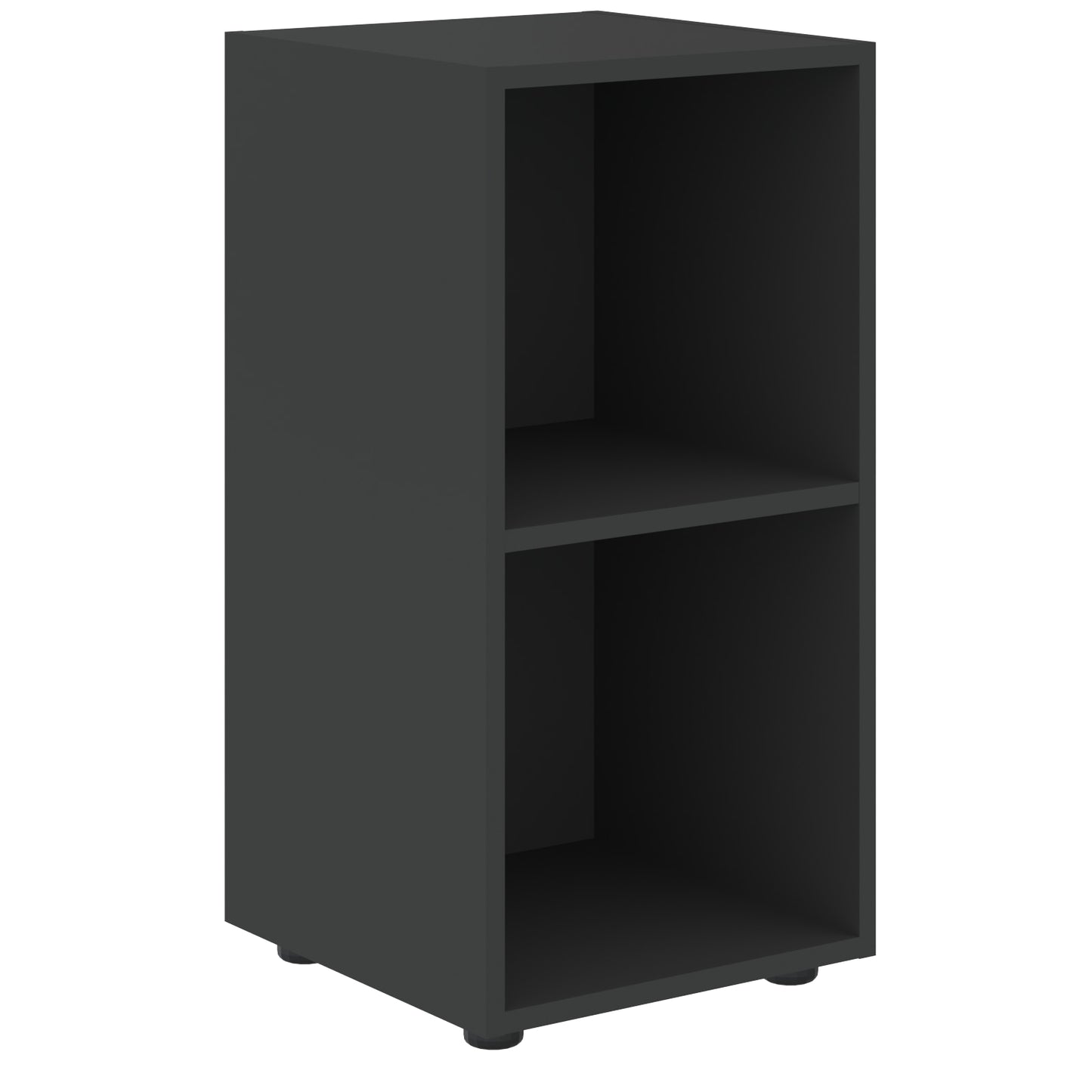 EXECUTIVE LOW HEIGHT CABINET WITH OPEN SHELVES, MADE IN E1 LAMINATE CHIPBOARD