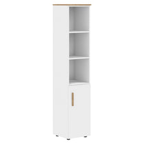 EXECUTIVE FULL HEIGHT CABINET, MADE IN E1 LAMINATE CHIPBOARD, WITH OPEN SHELVES AND WOODEN SWING DOOR