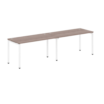 RECTANGULAR SHAPE CLUSTER OF 02 WORKSTATION MADE IN 25MM MFC TOP, E1 LAMINATE CHIPBOARD WITH WOODEN MODESTY PANEL 40X40MM METAL U SHAPE FRAMES