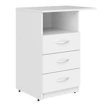 THREE DRAWER PEDESTAL WITH OPEN SHELF, MADE IN E1 LAMINATE CHIPBOARD