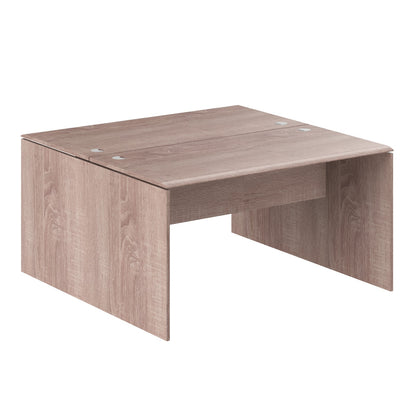 RECTANGULAR SHAPE CLUSTER OF 02 WORKSTATION, MADE IN E1 LAMINATE CHIPBOPARD, WITH WOODEN MODESTY PANEL AND LEGS