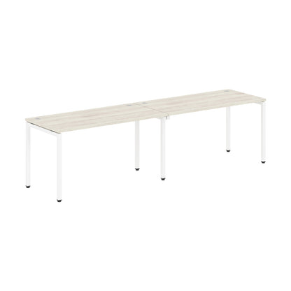 RECTANGULAR SHAPE CLUSTER OF 02 WORKSTATION MADE IN 25MM MFC TOP, E1 LAMINATE CHIPBOARD WITH WOODEN MODESTY PANEL 40X40MM METAL U SHAPE FRAMES