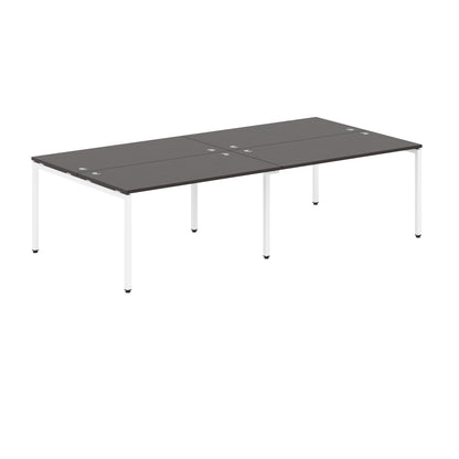 RECTANGULAR SHAPE CLUSTER OF 04 WORKSTATION MADE IN 25MM MFC TOP, E1 LAMINATE CHIPBOARD WITH WOODEN MODESTY PANEL 40X40MM METAL U SHAPE FRAMES