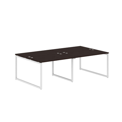 RECTANGULAR SHAPE CLUSTER OF 04 WORKSTATION MADE IN 25MM MFC TOP, E1 LAMINATE CHIPBOARD WITH WOODEN MODESTY PANEL 40X40MM METAL O SHAPE FRAMES