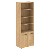 FULL HEIGHT CABINET, MADE IN E1 LAMINATE CHIPBOARD, WITH OPEN SHELVES AND WOODEN SWING DOOR