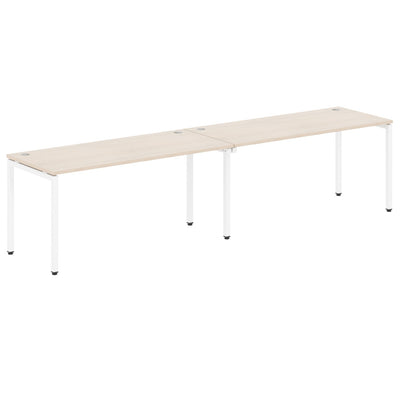 RECTANGULAR SHAPE CLUSTER OF 02 WORKSTATION MADE IN 25MM MFC TOP, E1 LAMINATE CHIPBOARD WITH WOODEN MODESTY PANEL 40X40MM METAL U SHAPE FRAMES