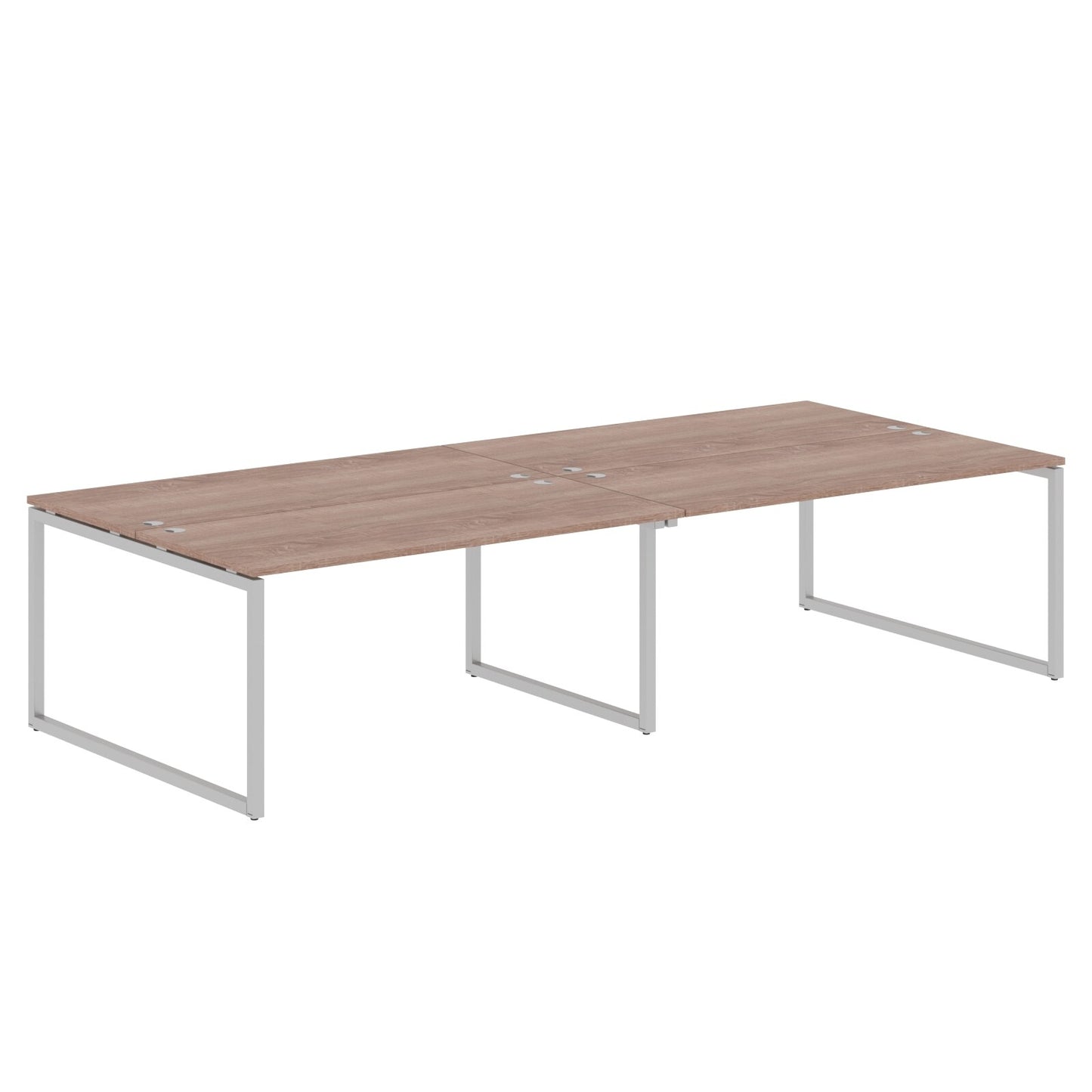 RECTANGULAR SHAPE CLUSTER OF 04 WORKSTATION MADE IN 25MM MFC TOP, E1 LAMINATE CHIPBOARD WITH WOODEN MODESTY PANEL 40X40MM METAL O SHAPE FRAMES