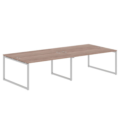 RECTANGULAR SHAPE CLUSTER OF 04 WORKSTATION MADE IN 25MM MFC TOP, E1 LAMINATE CHIPBOARD WITH WOODEN MODESTY PANEL 40X40MM METAL O SHAPE FRAMES