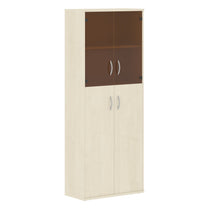 FULL HEIGHT CABINET, MADE IN E1 LAMINATE CHIPBOARD, WITH UPPER GLASS AND WOODEN SWING DOORS