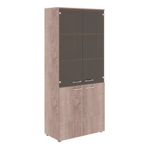 FULL HEIGHT CABINET MADE IN E1 LAMINATE CHIPBOARD WITH GLASS AND WOODEN SWING DOORS