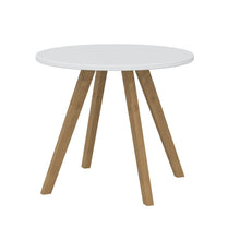 EXECUTIVE MODERN DESIGN ROUNDED SHAPE COFFEE TABLE, MADE IN E1 LAMINATE CHIPBOPARD, WITH SLANTED SHAPE WOODEN LEGS