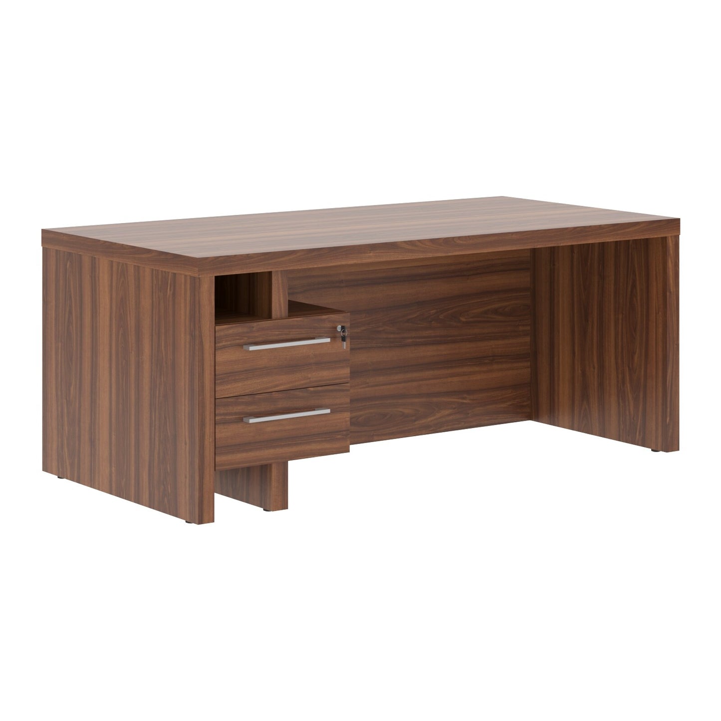 HIGH EXECUTIVE RECTANGULAR SHAPE DESK, MADE IN E1 LAMINATE CHIPBOARD, WITH FULL WOODEN MODESTY PANEL AND LEGS, INCLUDING WITH ATTACHED DRAWERS