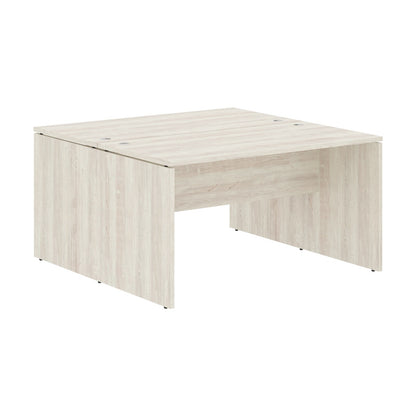 RECTANGULAR SHAPE CLUSTER OF 02 WORKSTATION, MADE IN E1 LAMINATE CHIPBOPARD, WITH WOODEN MODESTY PANEL AND LEGS