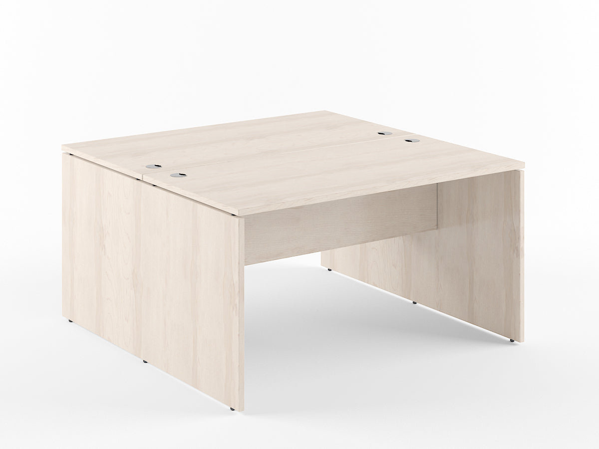 RECTANGULAR SHAPE CLUSTER OF 02 WORKSTATION, MADE IN E1 LAMINATE CHIPBOPARD, WITH WOODEN MODESTY PANEL AND LEGS