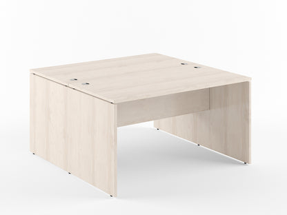 RECTANGULAR SHAPE CLUSTER OF 02 WORKSTATION, MADE IN E1 LAMINATE CHIPBOPARD, WITH WOODEN MODESTY PANEL AND LEGS